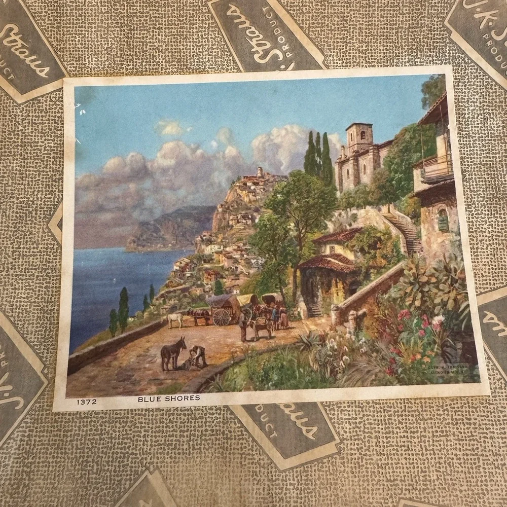 VINTAGE Wood Jigsaw Puzzle J.K. Straus - Blue Shores  over 500 Pieces Complete